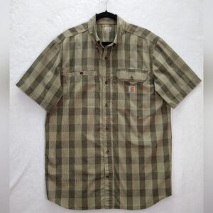 Men's Carhartt Force Green Plaid Short Sleeve Shirt Large Tall